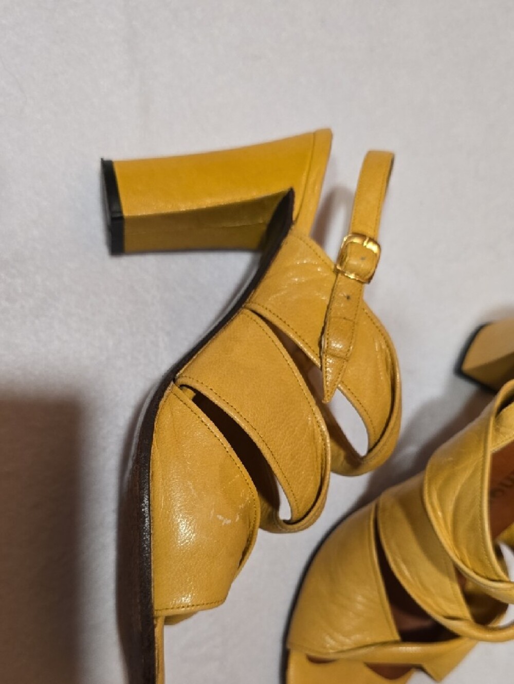 Vintage 1970's Leather Block Heels Mr. Seymour( Stuart Weitzman) 7 Rare MCM